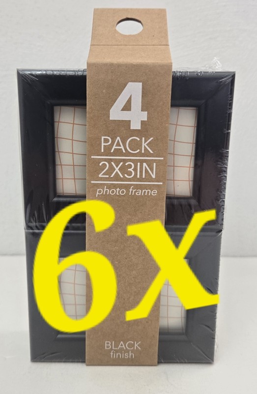 1 CASE Harbortown Industries 4-Pack Mini Photo Frames 2″x3″ Black Square 24 PCS