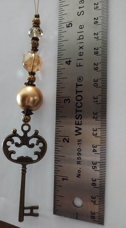 Bronze And Gold Key Ornament or Car Charm - One Of A Kind gallery