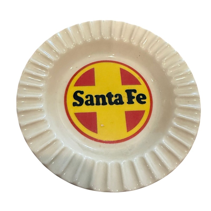 Vintage Santa Fe Railway Passenger Car Ceramic Ashtray Trinket Dish