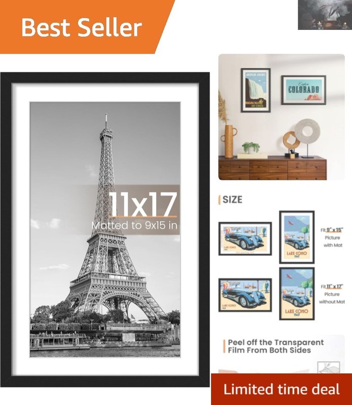 11×17 Classic Black Frame for Vertical or Horizontal Display – Gift-Ready