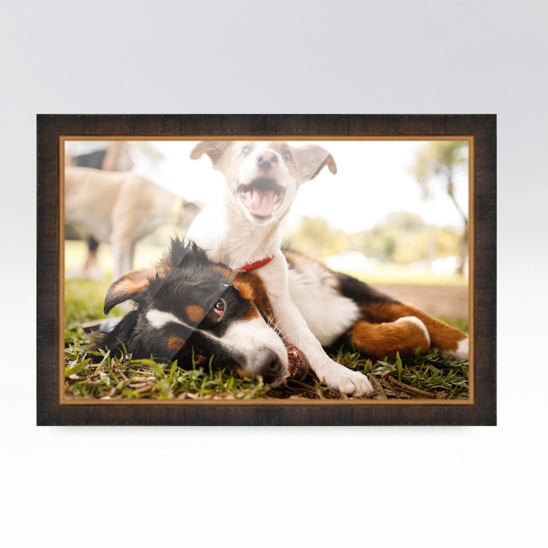 14x18 Rustic Brown with Gold Real Wood Picture Frame Width 1.25 inches | Interio gallery