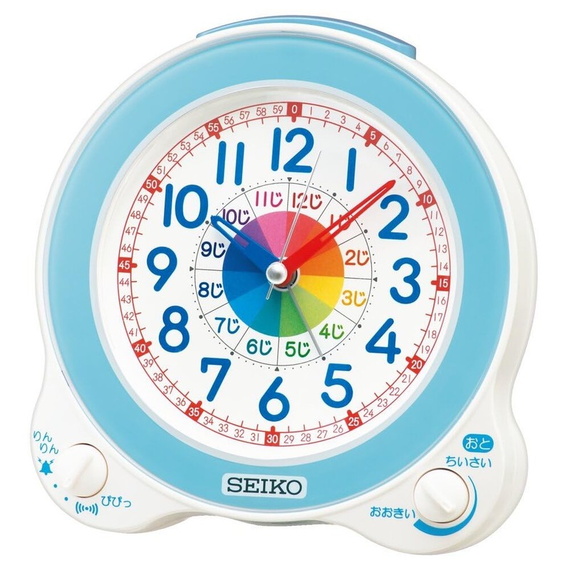 Seiko Clock Alarm Clock, Table Clock, Educational, Analog, Light Blue, 134 x 130