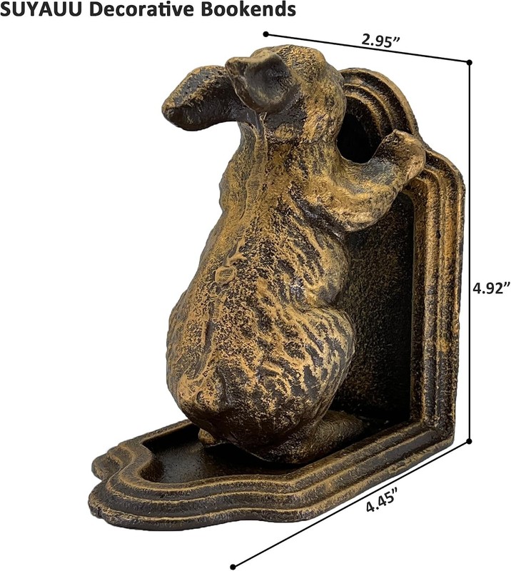 Decorative Bookends for Shelf, Cast Iron Cute Rabbit Bookshelf, Bunny Heavy Duty gallery