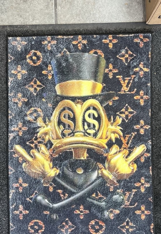 Scrooge McDuck Urban Art Print Black Gold Monopoly Money rug/mat
