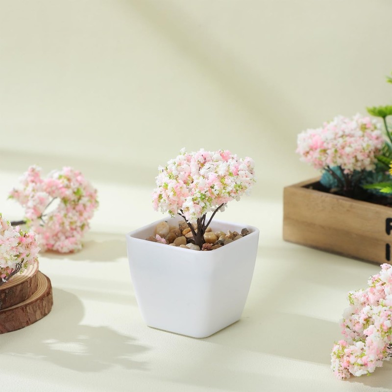 8pcs Cherry Blossom Tree Model, Artificial Blossom Cherry Tree Scenery Model gallery