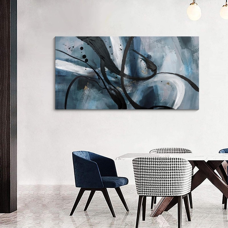 Abstract Canvas Wall Art Black And White Graffiti Lines Simple Art Modern Abs... gallery