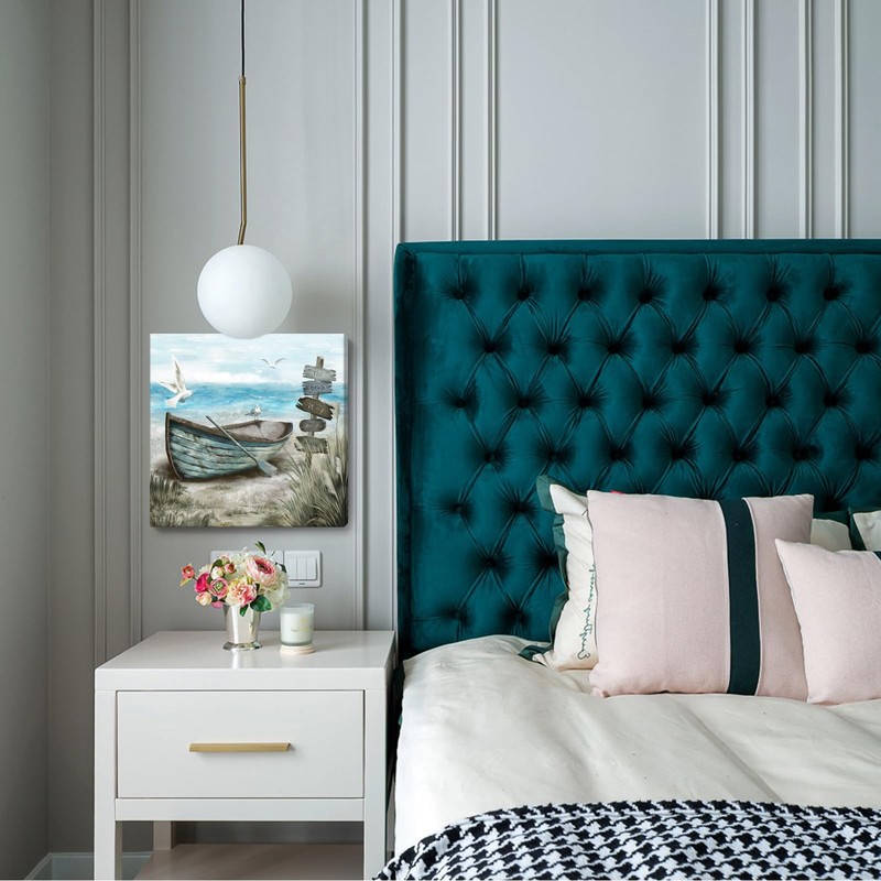 Bathroom Wall Art Coastal Décor Nautical 14"L x 14"W, Beach Boat gallery