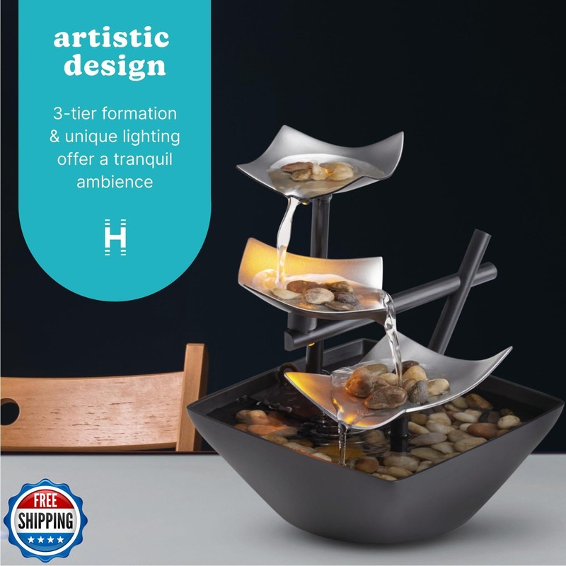Homedics Tabletop Water Fountain, Home Décor Soothing Sound Machine - Automat gallery