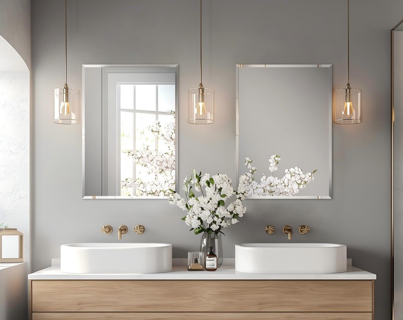 Artloge Frameless Rectangular Wall Mirror Decorative Rectangle Mirrored Glass gallery