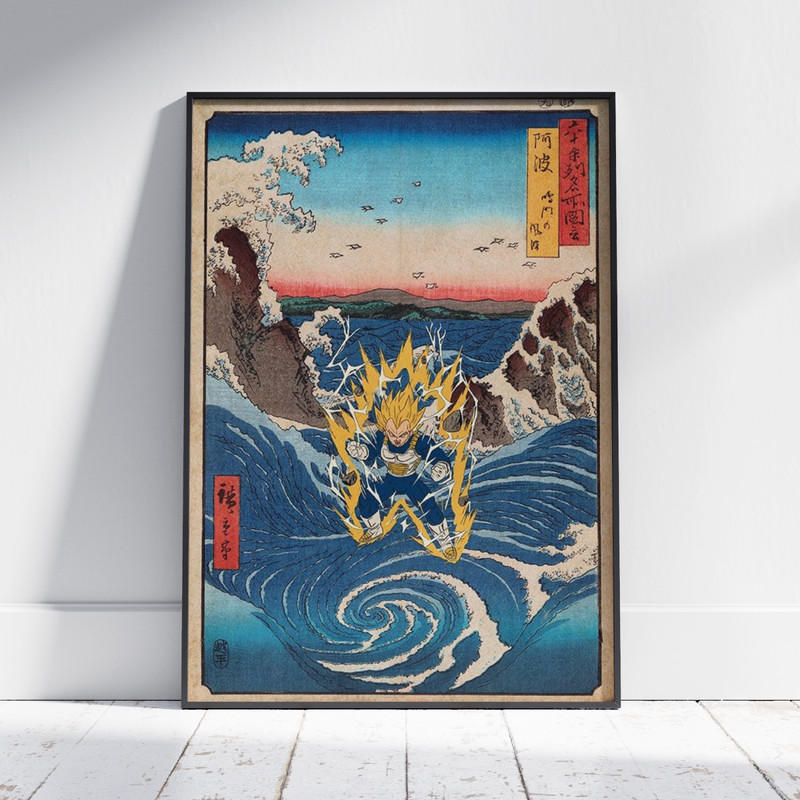 Vegeta Dragon Ball Z Ukiyo-e Style Poster Japanese Great Wave Anime Wall Art