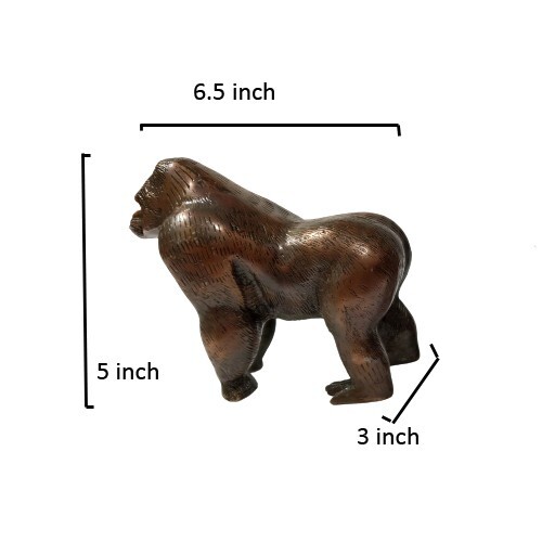 Metal Gorilla Bookend Shelf Top Figurine statue Antique Copper Finish Bookends gallery