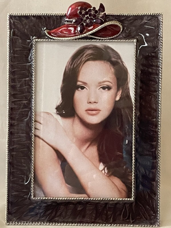 Jeweled Red Hat Picture Frame. Hand Painted Enamel & Swarovski Crystal gallery