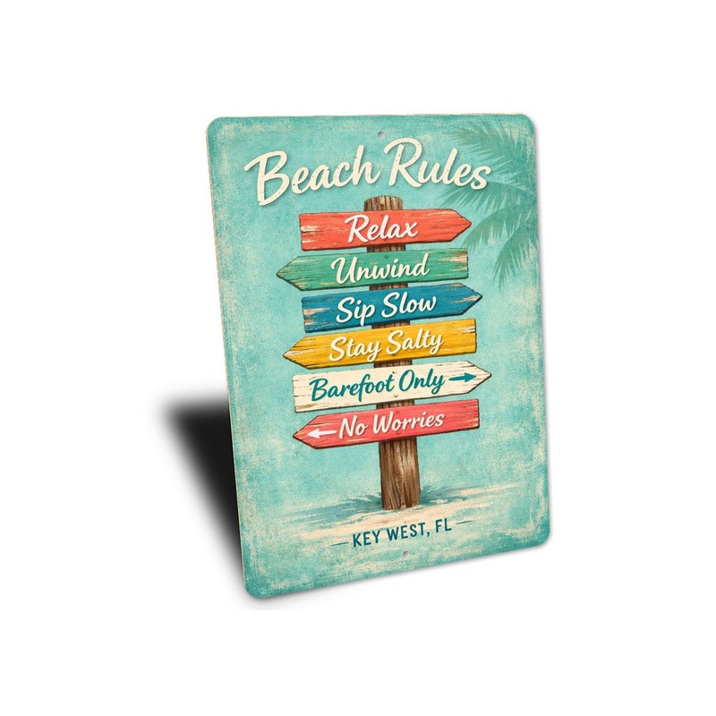 Beach Rules Relax Unwind Sip Slow Stay Salty Barefoot Only No Worries Sign gallery