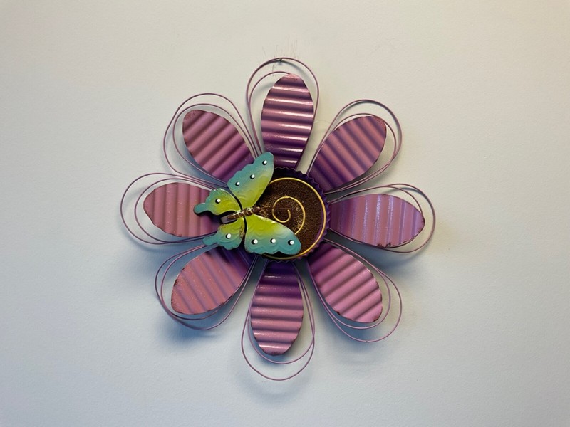 15”W Metal Flower &Butter Hanging Wall Art Decor for Indoor Outdoor Patio Garden gallery