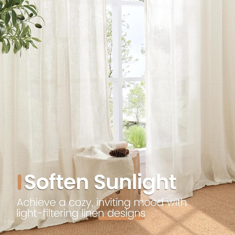 Linen Kitchen Window Curtains Over Sink - 36 Inch Length Cafe Drapes Semi Sheer gallery