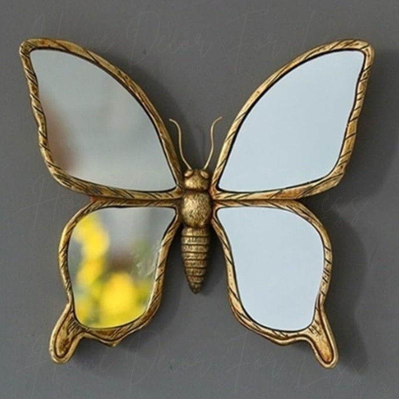 Gold Finish with Bronze Antiquing Mirror Butterfly Wall Art Home Decor 11" x 10" gallery