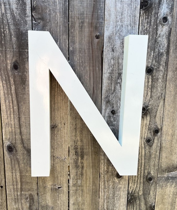 Large Industrial Metal Letter “N” Architectual Sign 25″
