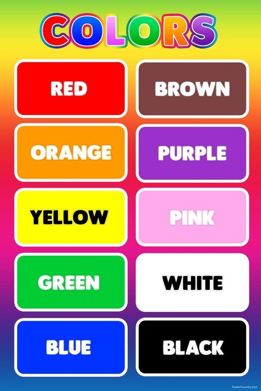 Colors Toddler Kids Education Educational Nursery Art Print Poster 24×36