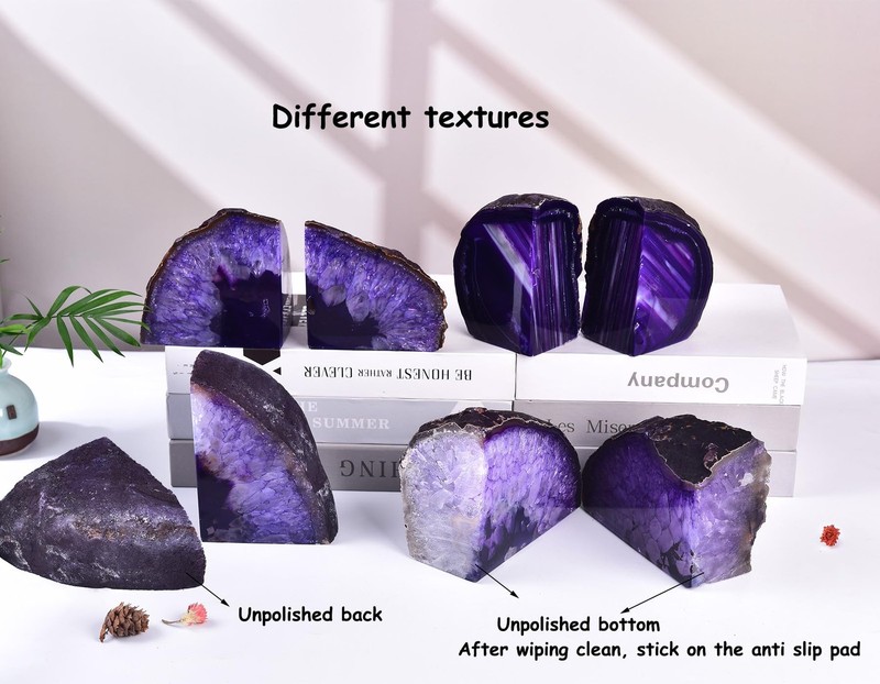 Amoystone Purple Agate Bookends Minimalist Book Holder For Heavy Books Book gallery