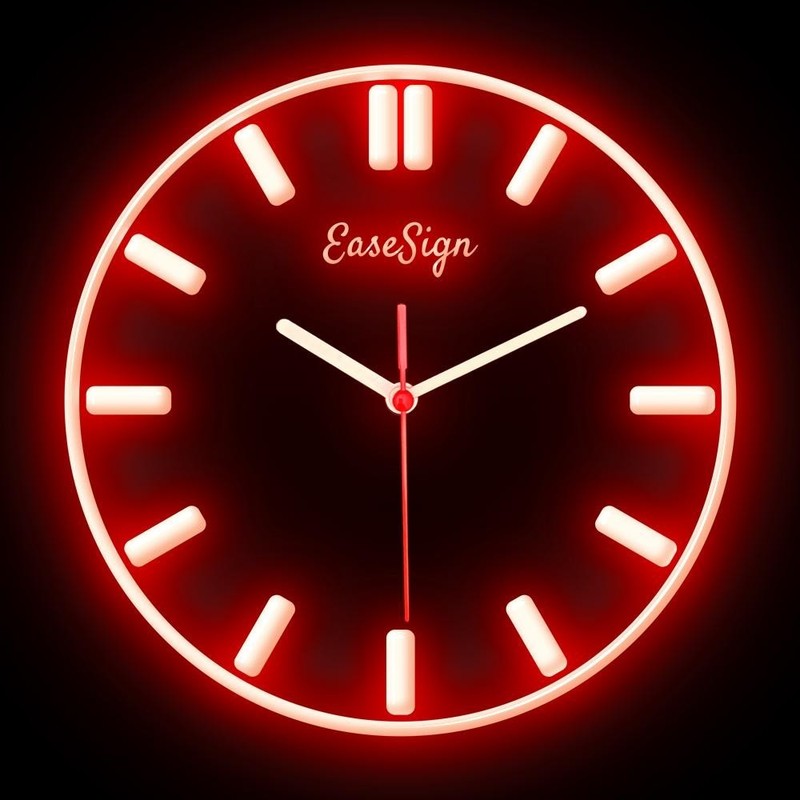 EaseSign Minimalism European Interior Design Wall Home Decor Neon Clock 7 Colors gallery