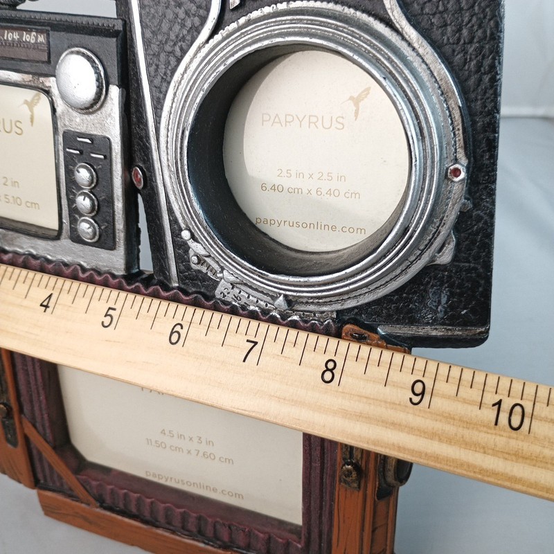 Papyrus Picture Frame Three Picture Capacity Vintage Style Heavy Shelf Sitting gallery