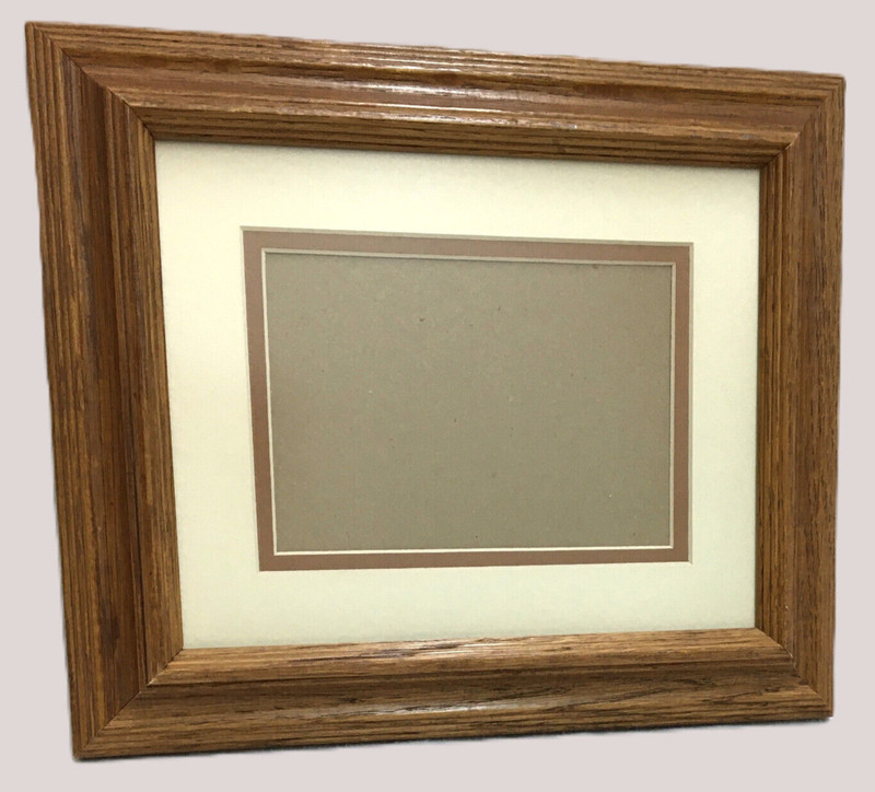Picture Frame 11" X 13" Solid Oak Double Mat Antireflective Glass 5"X7" Photo gallery