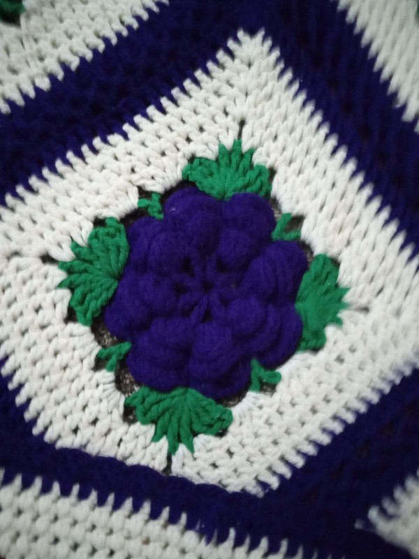 Vintage Afghan Purple Green And White Flowers 43 Wide By 52 Long gallery