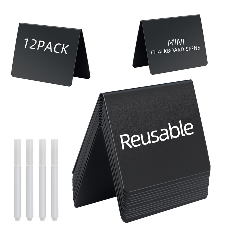 Mini Chalkboard Signs 4″x3″ Food Sign Tags for Display Buffet Party Reusable
