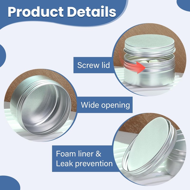 LIYAR 3oz Tins Aluminum Tin Can 10Pack Salve Tins, 3 oz 10 Pack, Silver gallery