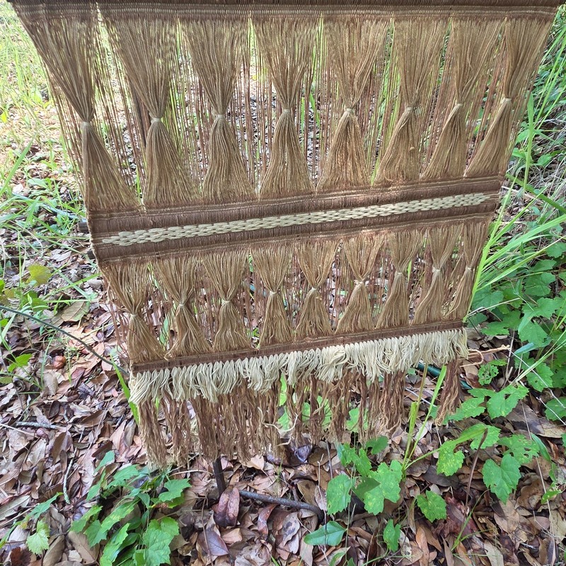 Vintage MCM 70s Bohemian Wall Hanging Shag Fringe String Art Wall 16"X52" gallery