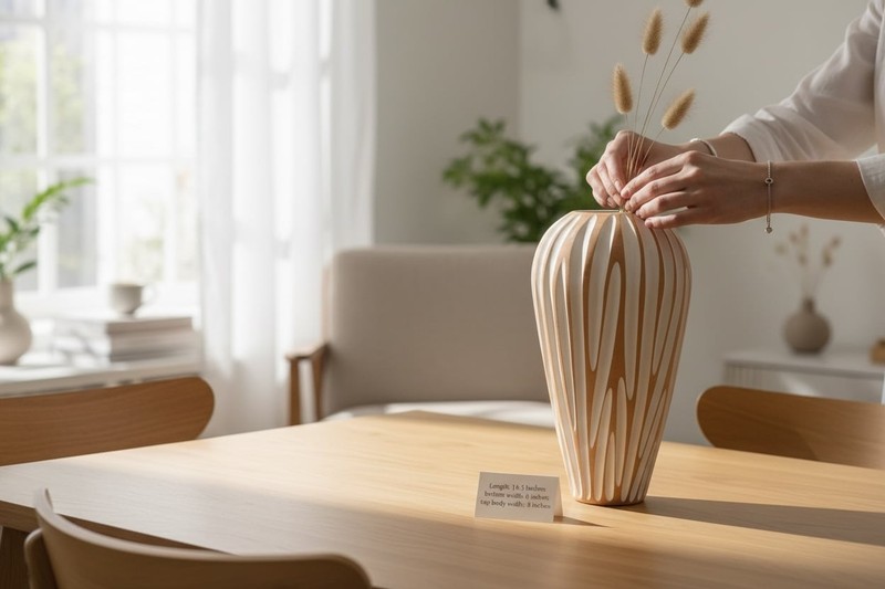 16.5" Large Abstract Sculptural Ceramic Vase for Pampas Grass