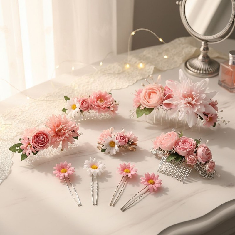25 Pink Artificial Flower Heads for DIY Crafts – Roses, Daisies, Orchids gallery