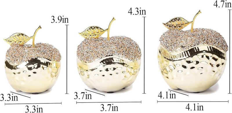 Glam Ceramic Apple Statue with Plate Creative Modern Ornament Living Room NEW gallery