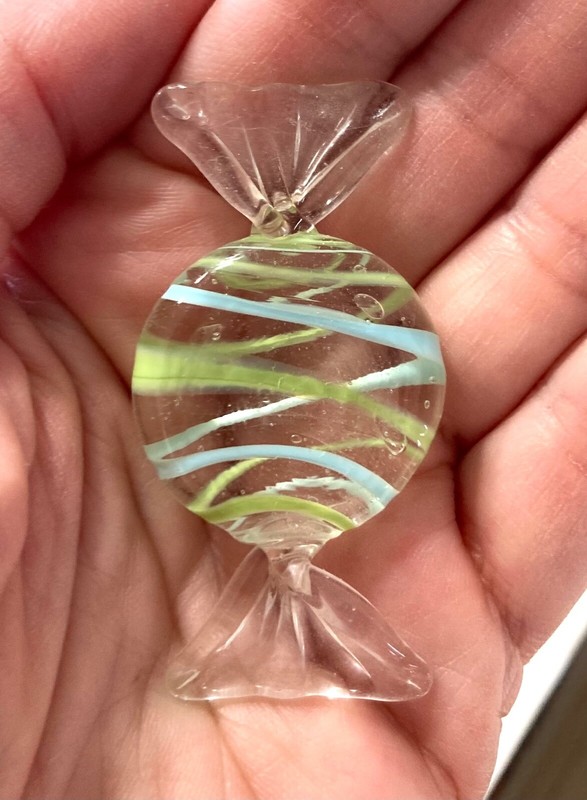 Vintage Mixed Lot Of 12 Murano Style Glass Candy Assorted Colors Shapes w/Bag gallery