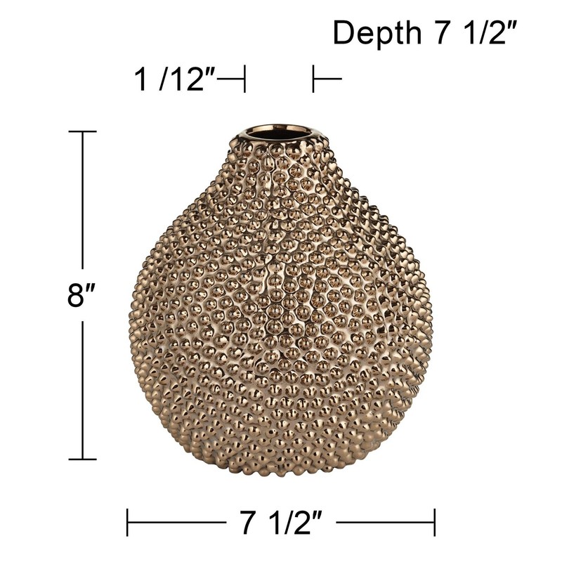 Studio 55D 8" High Glossy Brass Textured Ceramic Vase gallery