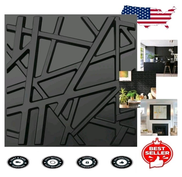 12”x12” Paintable 3D Wall Panels – Black Accent for Living Room & Gaming 30 Pk