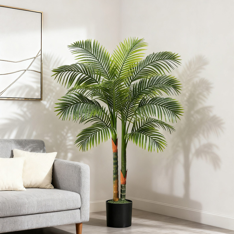 NOVAROOT 6FT Double Trunk Golden Cane Artificial Palm Tree Home Decor indoor gallery