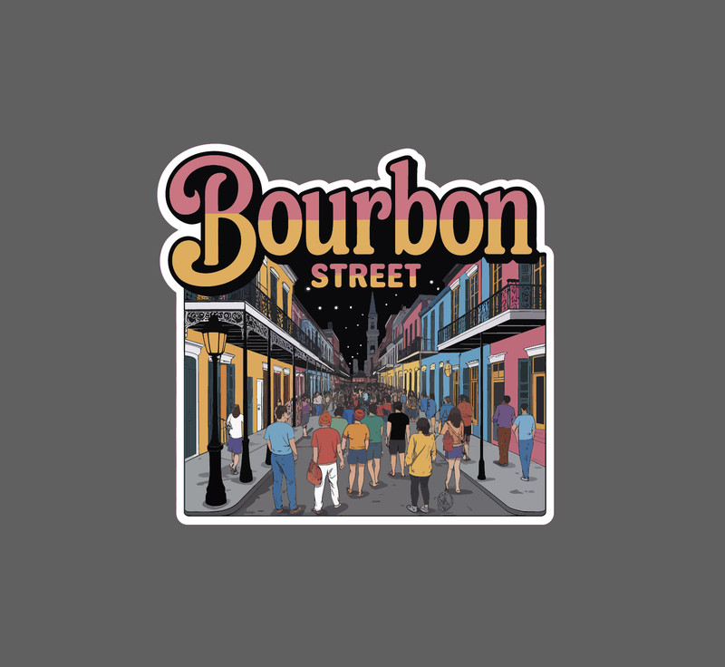 Bourbon Street Sticker Waterproof Decal Louisiana New Orleans Travel Gift NEW