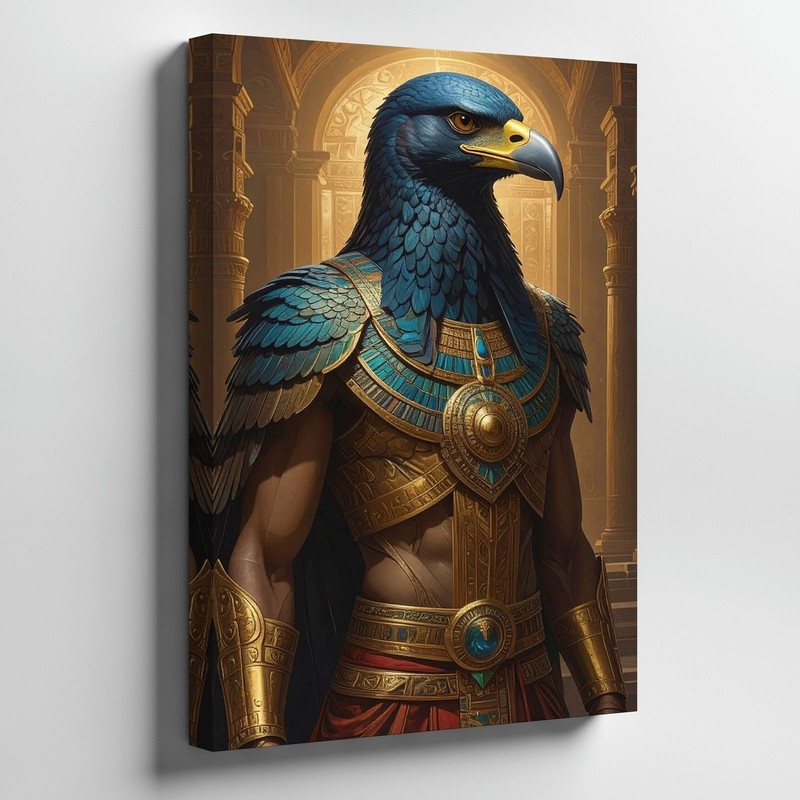 Canvas Wall Art a Detailed Illustration of an Anthropomorphic Falcon Deity