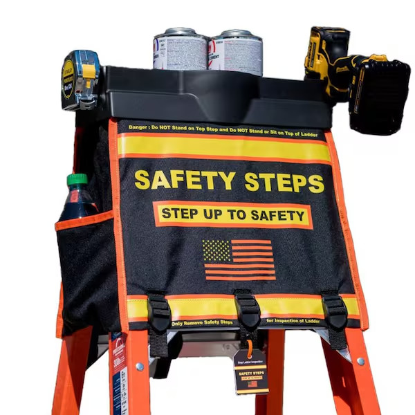 Ladder Accessory and Organizer, Project Tray with Tool Pouches, Paint Storage