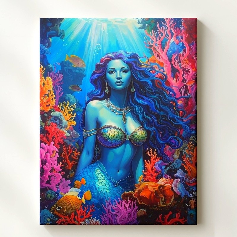 Wall Art Mermaid Kingdom Canvasvibrant Underwater Fantasy Art