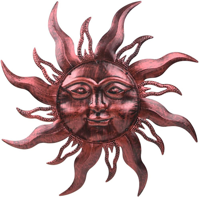 28” Metal Sun Wall Decor, Large Outdoor Wall Art Decor Hanging Decorative for P