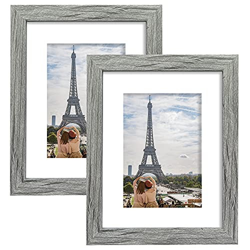 8×10 Picture Frame Set of 2 Photo Frame of Rustic Style, Multi 8 8×10 in Grey