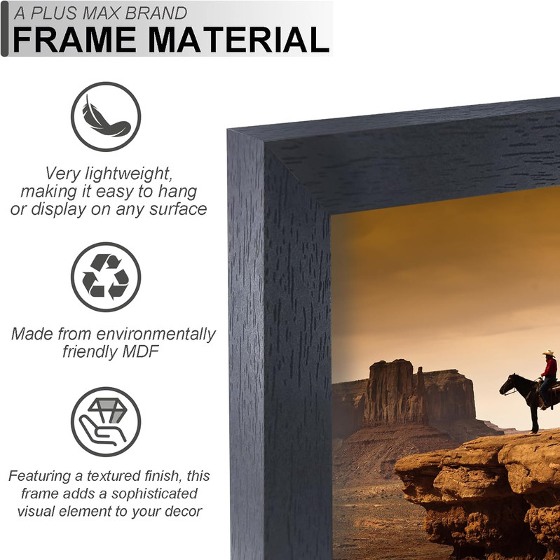 5X7 Picture Frame Set of 2, Black Engineered Wood Frame for 5 X 7 Inch Pictur…