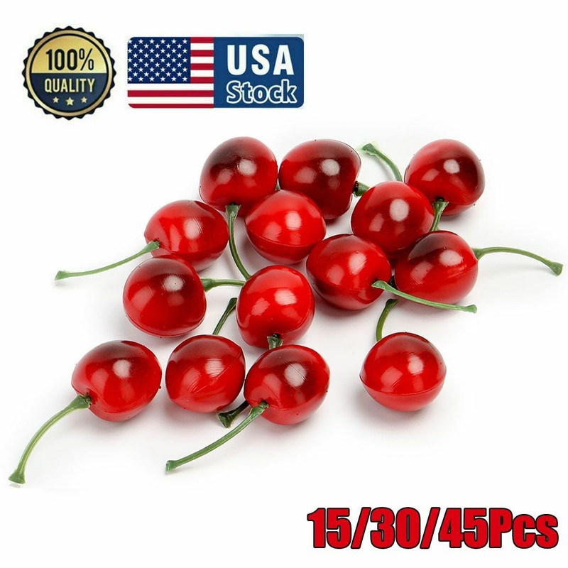 15/30/45Pcs Artificial Fake Cherry Faux Fruit Home Kitchen Party Wedding Decor