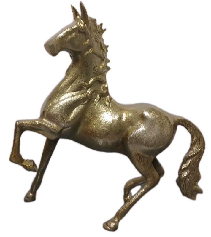 Metal Stallion 15" Tall, 14" Length, Gold In Color, Beautiful, New