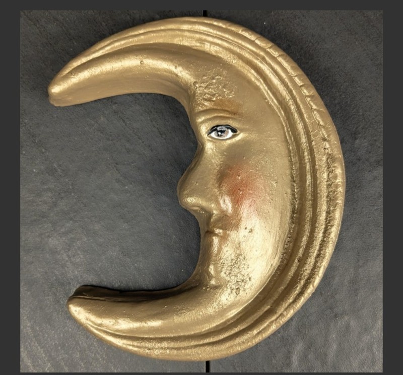 Sun Moon Star Wall Decor Small Hand Made Gold Plaster Celestial Boho 3pc Set gallery
