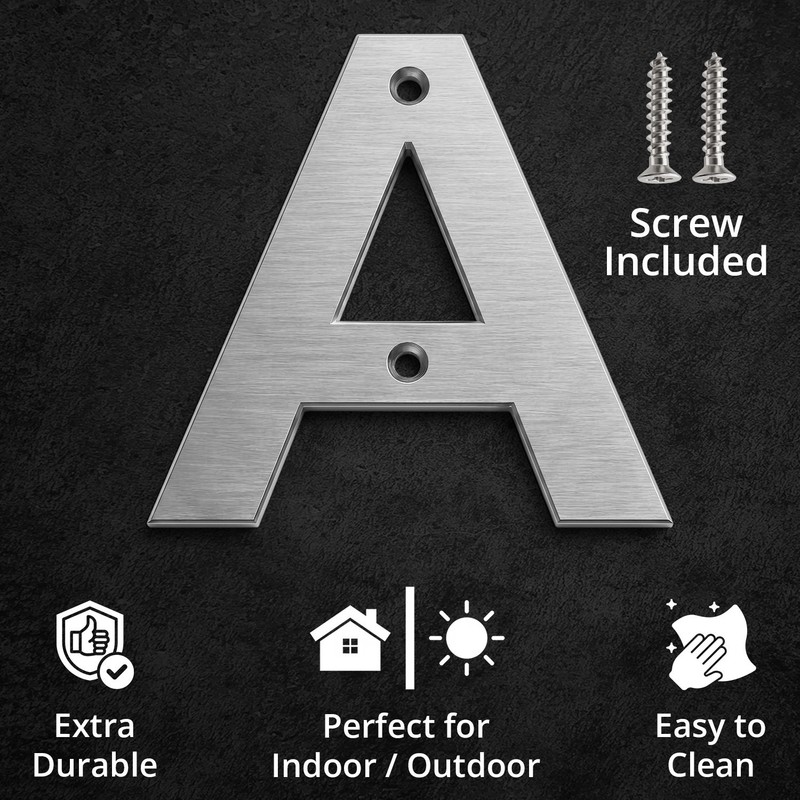 Address Numbers and Letters Brushed Stainless Steel 4 Inch For House, Apartments gallery