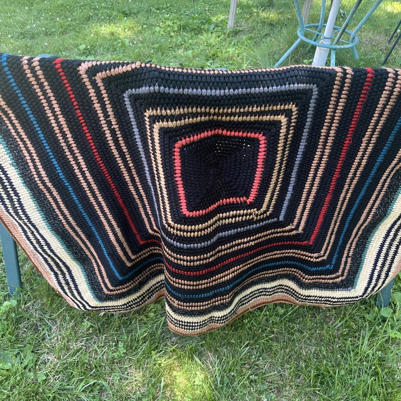Vintage Hand Crocheted Granny Square Blanket Throw Multicolored 44 in by 48 in gallery