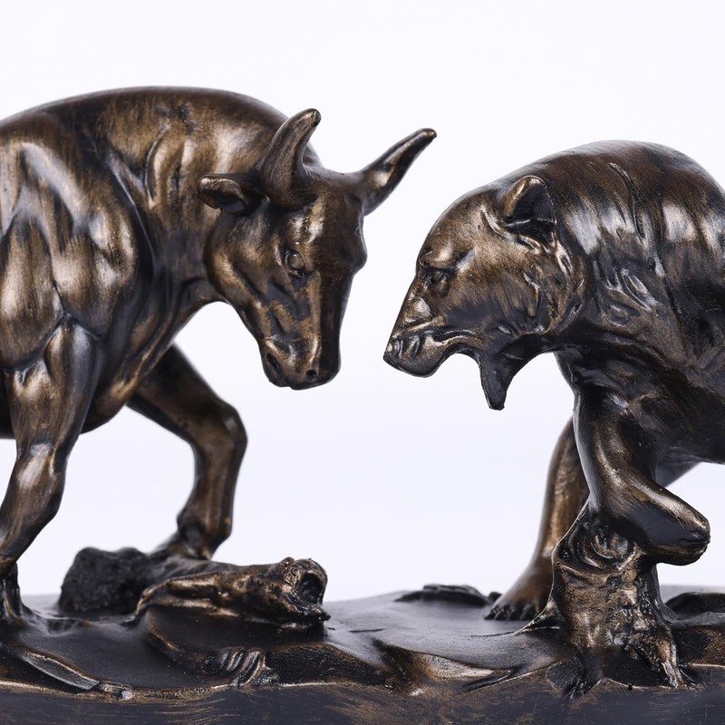Wall Street Bull Statue, Market and Bear Stock Brown gallery